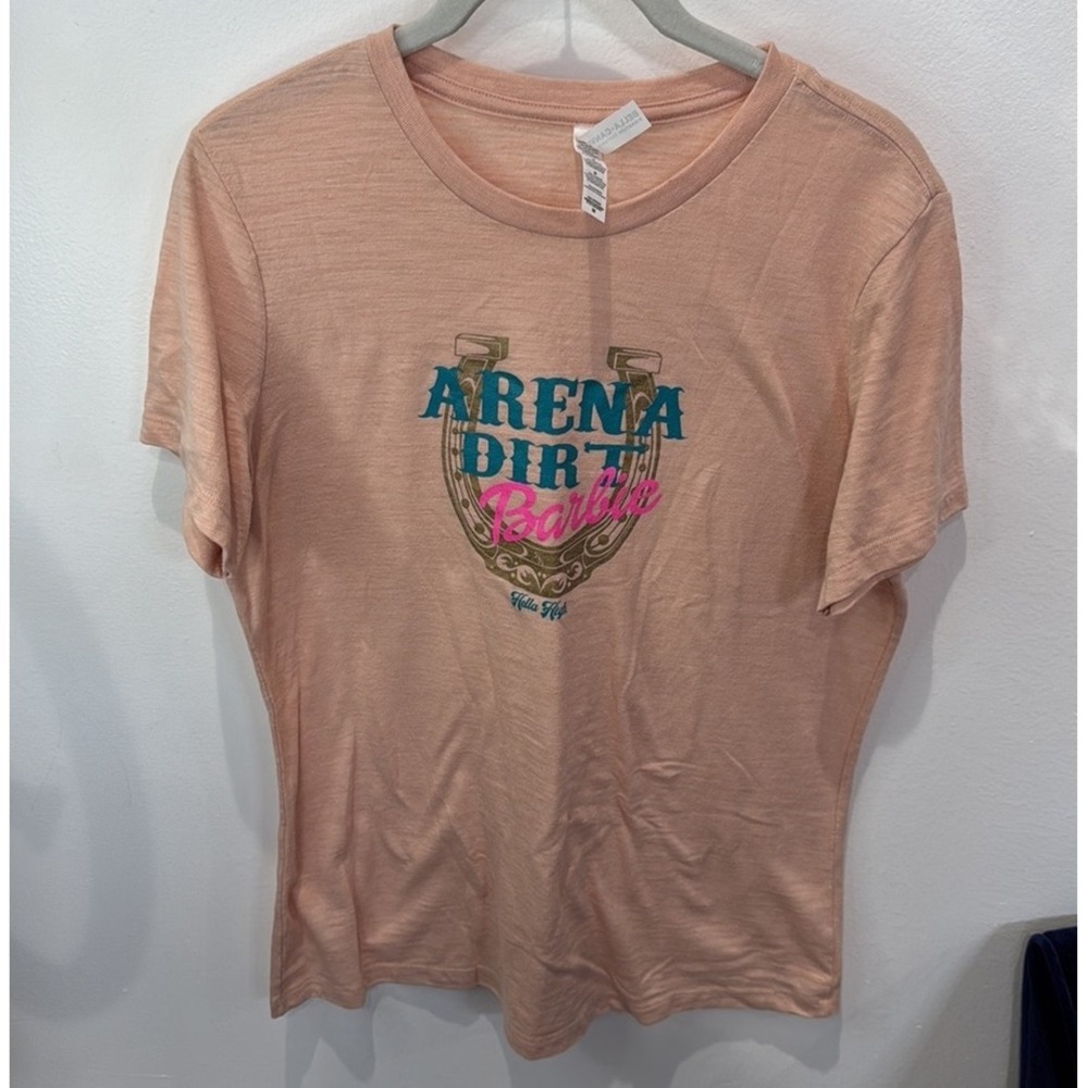 Hella High‎ Bella+Canvas T-Shirt Women's Size M Pink Arena Dirt Barbie Tee